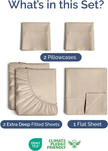 Miniatura 2 de Sábanas King divididas con bolsillos extra profundos, sábanas transpirables y refrescantes de 5 piezas, juego de sábanas de lujo para hotel, suaves
