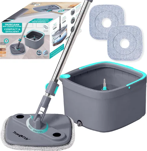 Miniatura 10 de Trapeador Giratorio Cuadrado y Cubeta Trapeador de Piso Inteligente con Compartimentos Separados para Agua Limpia y Sucia, Autolimpieza Versión