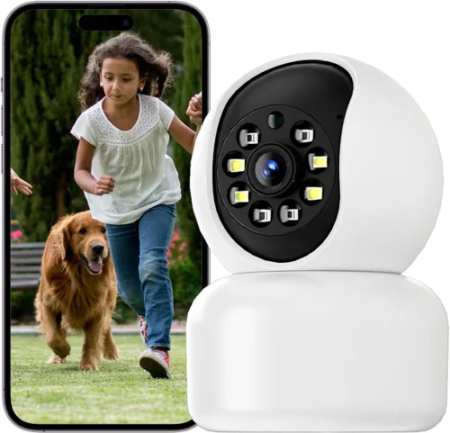 Hawkray - Cámara de seguridad de 360° 2K 3MP para interiores, alerta de movimiento inteligente WiFi de 2.4/5 GHz con IA y conexión 911, visión