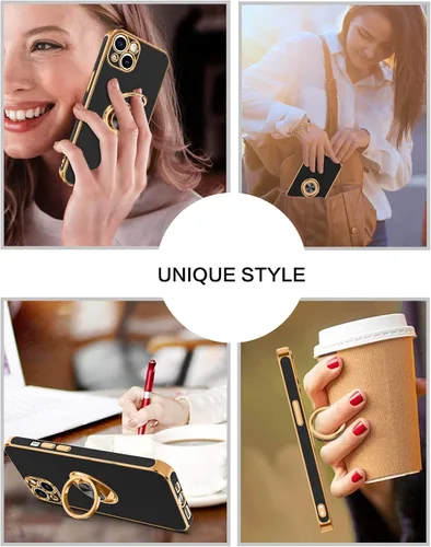 Miniatura 6 de BENTOBEN Funda para iPhone 13, funda para iPhone 13, ajuste delgado, soporte de anillo de 360°, soporte magnético para automóvil, soporte para Negro