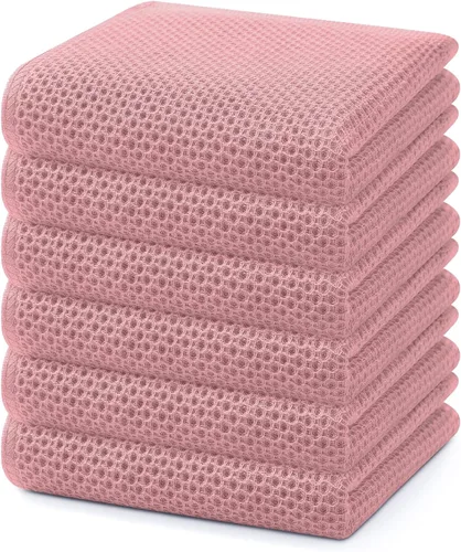 Miniatura 297 de Homaxy Paños de cocina de 100% algodón con tejido de gofre, ultra suaves, absorbentes, de secado rápido, 12 x 12 pulgadas, paquete de 6, amarillo