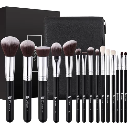 Miniatura 10 de docolor - Juego de 30 brochas de maquillaje profesionales Kabuki sintéticas de primera calidad, brocha de mezcla para base, polvo facial, rubor