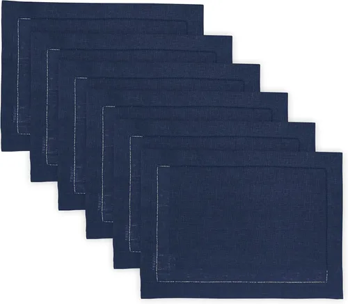 Miniatura 113 de Solino Home Juego de 4 manteles individuales de lino – Manteles individuales clásicos con vainica azul cielo de 14 x 19 pulgadas – manteles 09: Azul