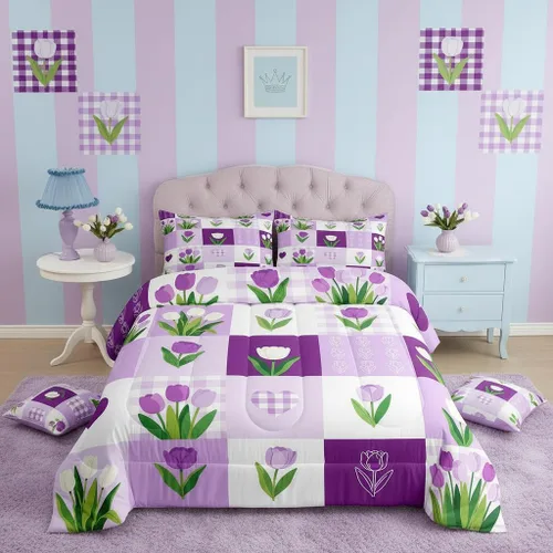 Miniatura 43 de Castle Fairy Rose Lipstick Bedding Set Elegant Quilted Comforter Set Twin Size,Women Cosmetic Duvet Insert with 1 Pillow Sham for Kids Boys Girls
