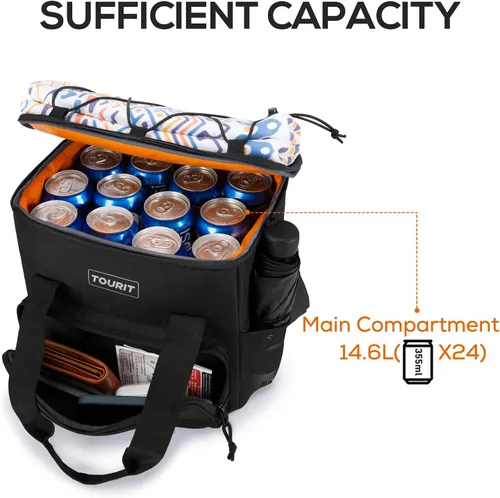 Miniatura 4 de TOURIT Bolsa de enfriador suave pequeña aislada, bolsa de enfriador de almuerzo de 24/35/46 latas, caja de hielo, enfriadores portátiles y a prueba