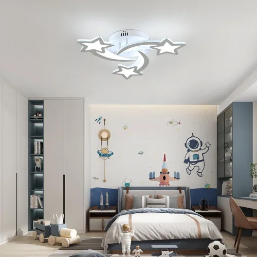 Miniatura 3 de Goeco Lámpara de techo Kidsroom, 3 modos de luz (3000 K/4500 K/6000 K) acrílico blanco cerca del techo, lámpara de techo de dibujos animados