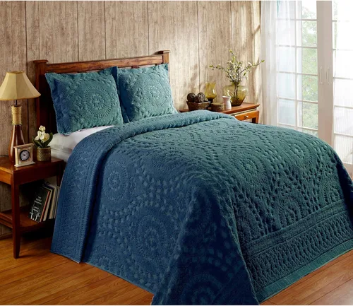 Miniatura 8 de Better Trends 1 colcha de chenilla tamaño matrimonial/doble, ropa de cama de chenilla 100% algodón, patrón de medallón ligero, decoración