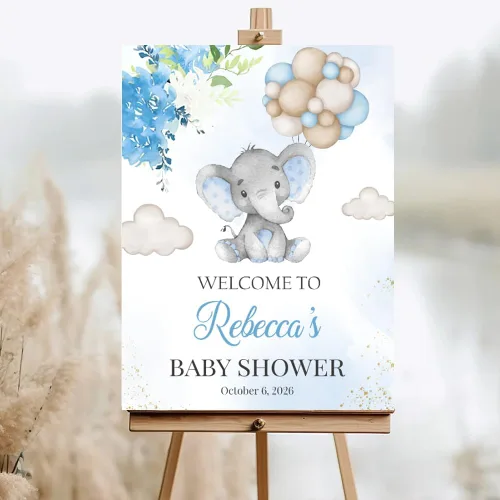 Miniatura 22 de Letrero de bienvenida personalizado para baby shower, letrero de bienvenida para baby shower con osito de peluche, póster personalizado de osito
