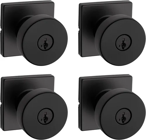 Miniatura 22 de Kwikset Pismo Manija de privacidad para puerta, para interiores, con cerradura, sin llave, con protección Microban, para baño y dormitorio, negro