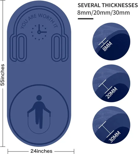 Miniatura 2 de Tapete de cuerda de saltar de 8/20/1.181 in, tapete de ejercicio duradero, antideslizante, tapete de entrenamiento con cuerda de saltar y bolsa