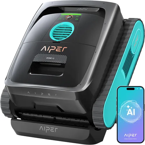 AIPER Scuba V3 AI Vision - Limpiador robótico inalámbrico para piscinas, incluye base de carga inalámbrica, estacionamiento inteligente de línea de