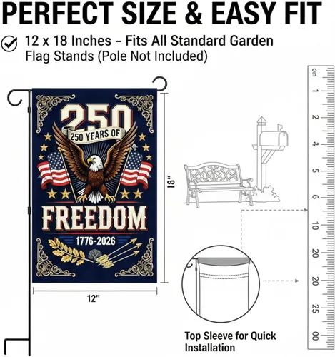 Miniatura 3 de Bandera de Estados Unidos del 250 aniversario, bandera de Estados Unidos para celebración del 250 aniversario, decoraciones del 4 de julio, banderas