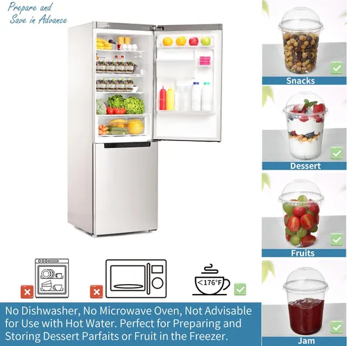 Miniatura 6 de Songtaste 50 vasos de plástico desechables, vasos de plástico transparente de 12 onzas con tapas de cúpula y sin agujero, soportes para frutas
