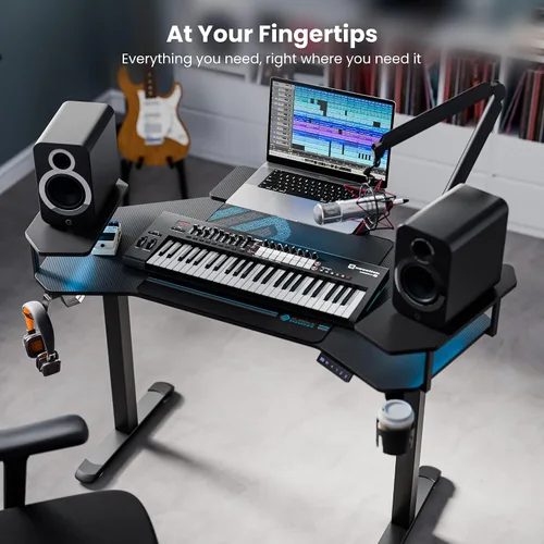 Miniatura 4 de EUREKA ERGONOMIC Aero - Escritorio eléctrico de pie en forma de W de 55 pulgadas, escritorio para juegos de computadora de altura ajustable