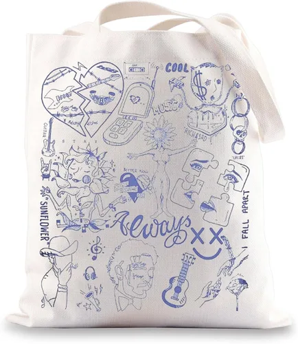 BWWKTOP Bolsa de lona para cantante, hip hop, fanáticos del cantante, regalos Stay Away Always Tired Shoulder Bag Song Lyrics Merchandise