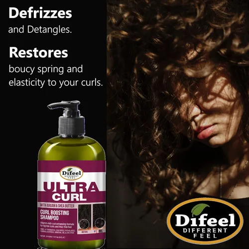 Miniatura 5 de Difeel Ultra Curl con Argán y Manteca de Karité - Champú para aumentar los rizos de 12 onzas, champú sin sulfato hecho con ingredientes naturales
