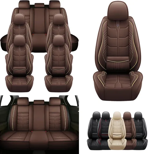 Miniatura 12 de URINOVET Funda de asiento de automóvil para Jeep Wagoneer 2022-2023, funda de asiento delantero y trasero de 7 plazas, fundas de asiento de cuero