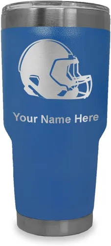 Miniatura 32 de LaserGram Vaso aislado al vacío de 20 onzas, casco de fútbol, grabado personalizado incluido (morado claro)