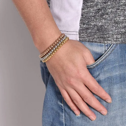 Miniatura 6 de Pulsera elástica de cuentas de acero inoxidable