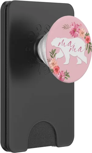 Miniatura 8 de Aesthetic Flowers Mama Bear Pink Background PopSockets PopGrip intercambiable