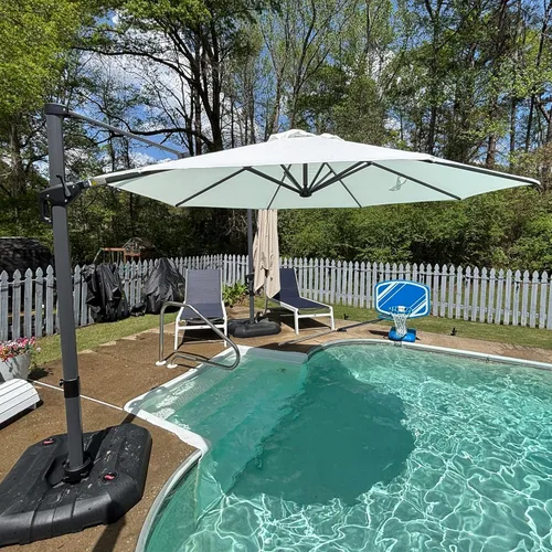 Miniatura 39 de PURPLE LEAF Sombrilla de Patio de 8 Pies para Exteriores Sombrilla Cantilever Cuadrada de Aluminio Sombrilla Offset con Rotación de 360 Grados