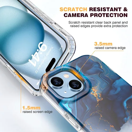 Miniatura 32 de Diaclara Funda diseñada para iPhone 16, mejorada [protección completa de la cámara], carcasa resistente de cuerpo completo con protector de pantalla