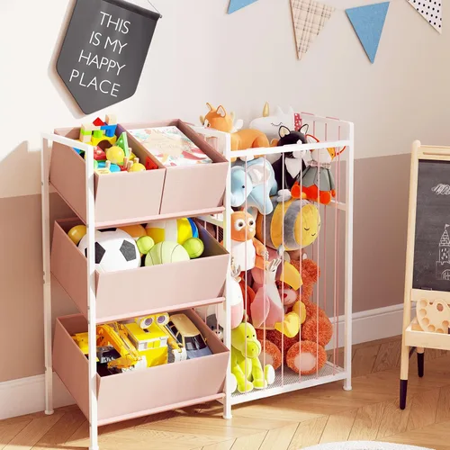 Miniatura 7 de BBLIKE Almacenamiento de animales de peluche, organizador de almacenamiento para niños con 4 contenedores extraíbles, organizador de almacenamiento