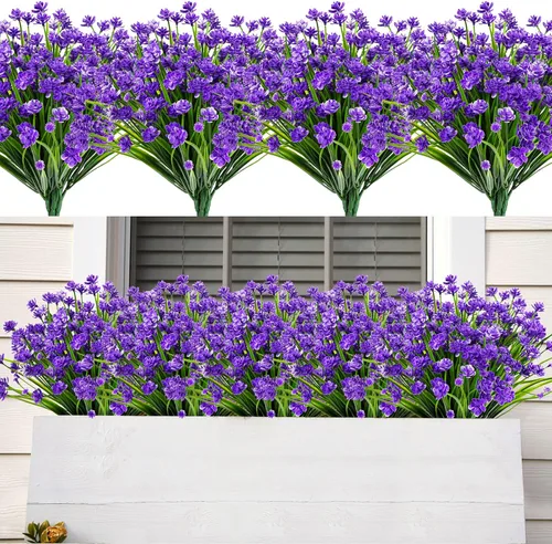Miniatura 40 de AmyHomie 16 paquetes de flores artificiales de eucalipto negro para exteriores, resistentes a los rayos UV, flores sintéticas que no se decoloran