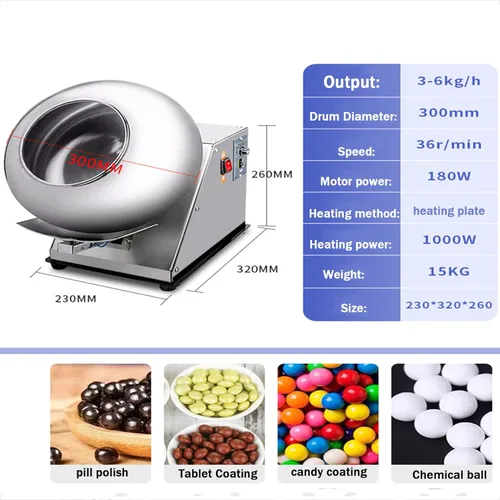 Miniatura 2 de Máquina de recubrimiento de azúcar - Máquina de recubrimiento de chocolate - Mini revestidor automático de panificación para azúcar, para 220 V