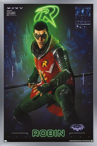 Miniatura 9 de Trends International DC Comics Gotham Knights - Póster de pared de Robin, 14.725 x 22.375 pulgadas, versión enmarcada de madera de granero