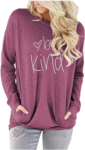 Miniatura 3 de ONLYSHE - Sudadera para mujer, cuello redondo, casual, holgada camiseta manga larga