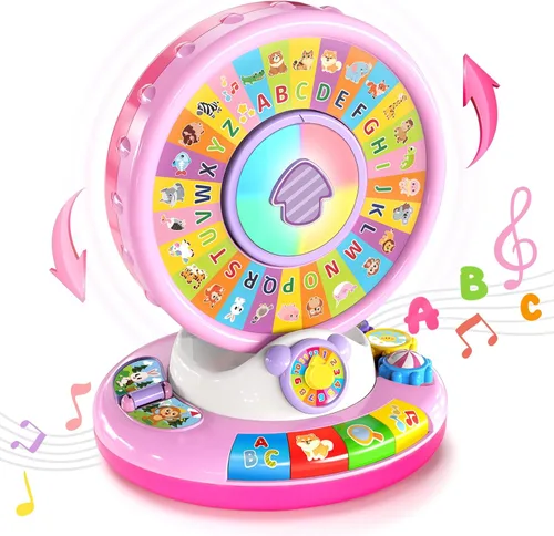 Miniatura 8 de Juguetes para niños de 1, 2 y 3 años, niños y niñas, Alfabeto musical con luces y sonidos para girar y cantar, juguetes educativos de aprendizaje