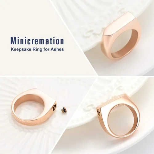 Miniatura 8 de Joyería de cremación para cenizas, geometría, estilo simple, anillo conmemorativo para cenizas, soporte para cenizas con kit de relleno, anillo