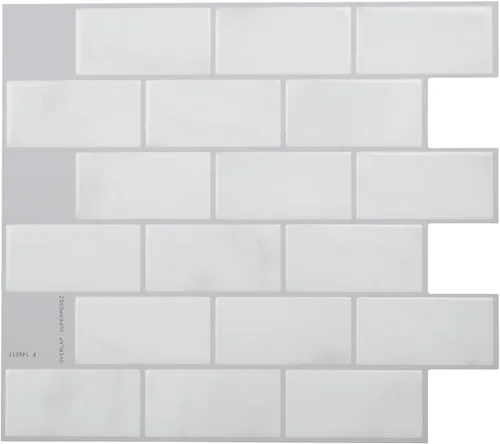Miniatura 7 de SMART TILES Protector contra salpicaduras para despegar y pegar, 10 hojas de 10.95 x 9.70 pulgadas, adhesivo 3D para cocina, baño, azulejos de Metro