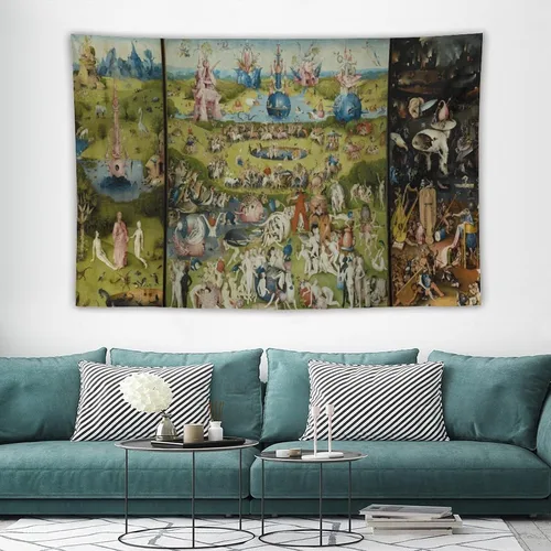 Miniatura 3 de CALOWE KOLEVN Tapiz Hieronymus Bosch, de El jardín de las delicias terrenales, para regalos, pintura, arte de pared, dormitorio, impresiones