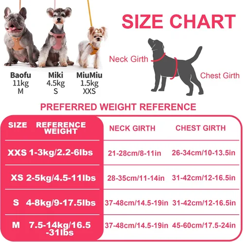 Miniatura 5 de Puppytie Arnés sin tirones para perro, con correa multifunción, pechera suave y ajustable para mascota, no ahorca, chaleco a prueba de escape, rosa