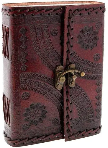 Cuaderno de diario encuadernado en cuero, diario genuino en relieve para escribir hombres y mujeres, 6 x 8 pulgadas, papel rayado, 200 páginas,