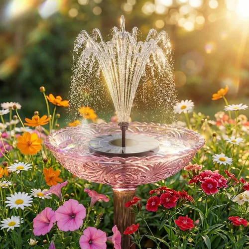 Miniatura 11 de AISITIN Bomba solar de fuente de baño de pájaros de 2.5 W, bomba de fuente solar para baño de pájaros con 6 boquillas, bomba de fuente de agua solar