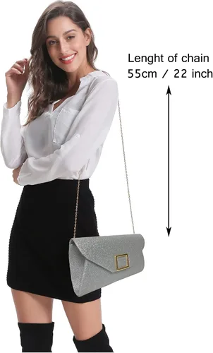 Miniatura 7 de sioglam Bolso de mano de noche con purpurina para mujeres y niñas, bolsa de baile de graduación, cóctel, fiesta, boda, noche