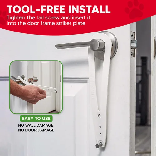 Miniatura 5 de FlexLatch Pestillo de puerta para gatos - Pestillo de puerta para gatos extragrande, alternativa a la puerta de gato, se instala rápidamente, correa