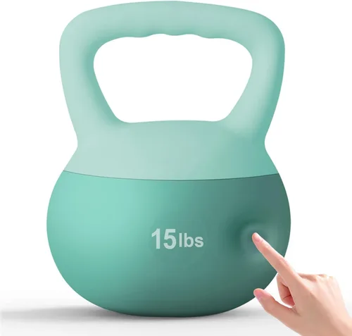 Miniatura 13 de soges Pesa rusa de PVC de una pieza con asas anchas, pesas rusas de entrenamiento de fuerza de 5 libras a 35 libras opcionales para mujeres
