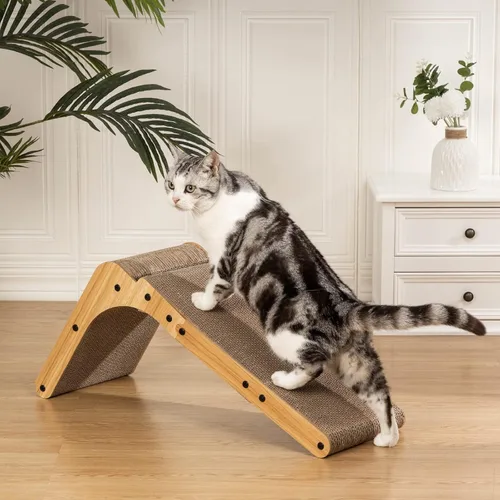 Miniatura 5 de Poils bebe Rascador de gato en forma de L, rascador de gato de 26.8 pulgadas para gatos de interior, protección de muebles, almohadilla de arañazos