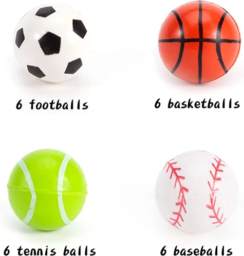 Miniatura 2 de Pllieay 24 bolas hinchables de 4 estilos, bolas de goma deportivas para niños, recuerdos de fiesta (1.063 in)