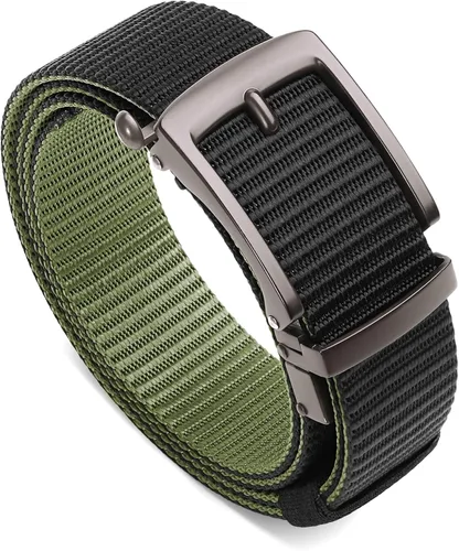 Cinturones de trinquete de liberación rápida para hombre, cinturón de nailon reversible dos en uno para hombre casual y vestido deportivo