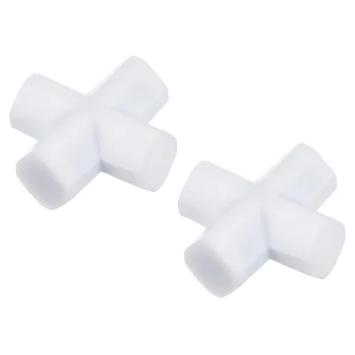 Miniatura 10 de MECCANIXITY Agitador magnético mezclador barra de agitación barra 10 mm (0.39 ") forma de cruz imán de recubrimiento blanco para laboratorio 2 piezas