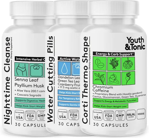 Youth & Tonic Desintoxicación de limpieza intestinal para mujeres y hombres - Peso de agua y desintoxicación de colon, limpieza de 15 días para
