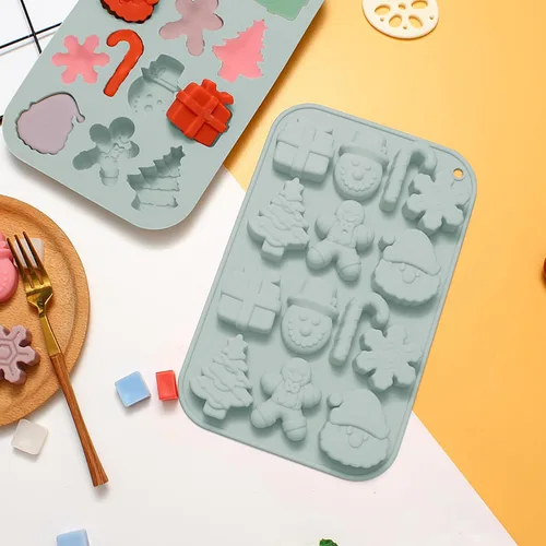 Miniatura 4 de Moldes de chocolate de Navidad, 3 moldes de silicona para caramelos, bastón de Papá Noel, árbol de Navidad, moldes de jengibre para cubitos