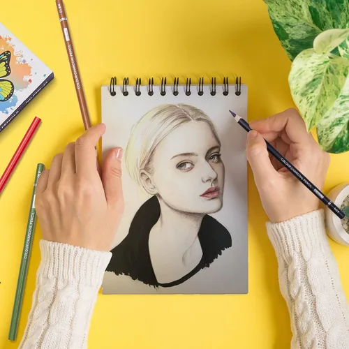 Miniatura 6 de PANDAFLY Juego profesional de lápices de carbón de colores para dibujo, lápices de colores tono de piel, lápices de tiza pastel para bosquejos, 24