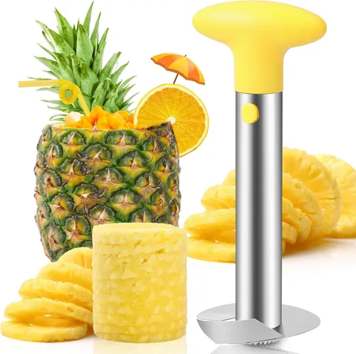 AUBENR Herramienta Premium para Descorazonar y Rebanar Piña - Cortador de Piña Afilado con Puntas Serradas - Fácil de Usar y Limpiar - Removedor de
