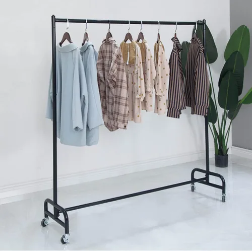 Miniatura 3 de Perchero de ropa de un solo riel con ruedas, riel de ropa de metal resistente comercial, perchero de ahorro de espacio para dormitorios y boutiques
